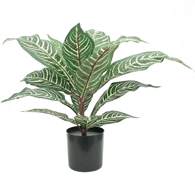40cm Simulation Zebra Stripes Leaves Artificial Potted Plant Living Room Decoration