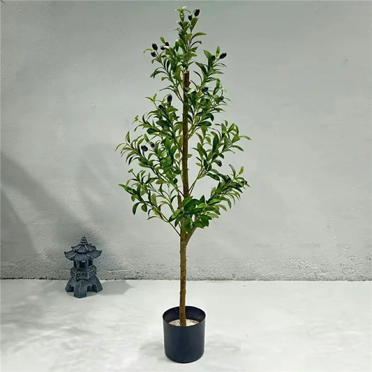 120cm Artificial Olive Tree Natural Wood Trunk Simulated Potted Plant Home Floor Decoration