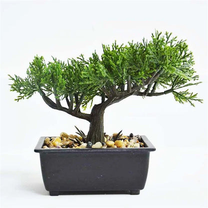 Living Room Simulation Green Plant Artificial Cypress Mini Potted Plant Office Desktop Decor