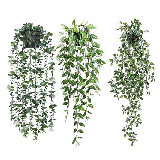 3Pcs / Set Hanging Potted Plant Simulation Eucalyptus Leaves Bonsai Home Decoration