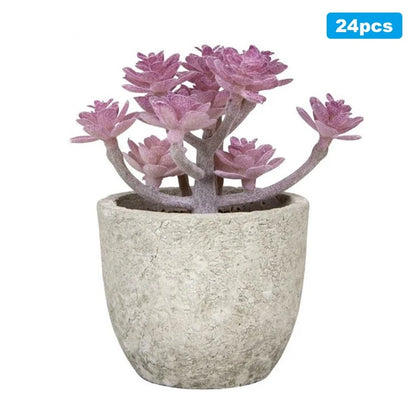 24Pcs Cactaceae Simulation Succulents Mini Bonsai Fake Plant Desktop Decor