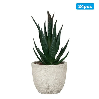 24Pcs Aloe Vera Simulation Succulents Mini Bonsai Fake Plant Desktop Decor