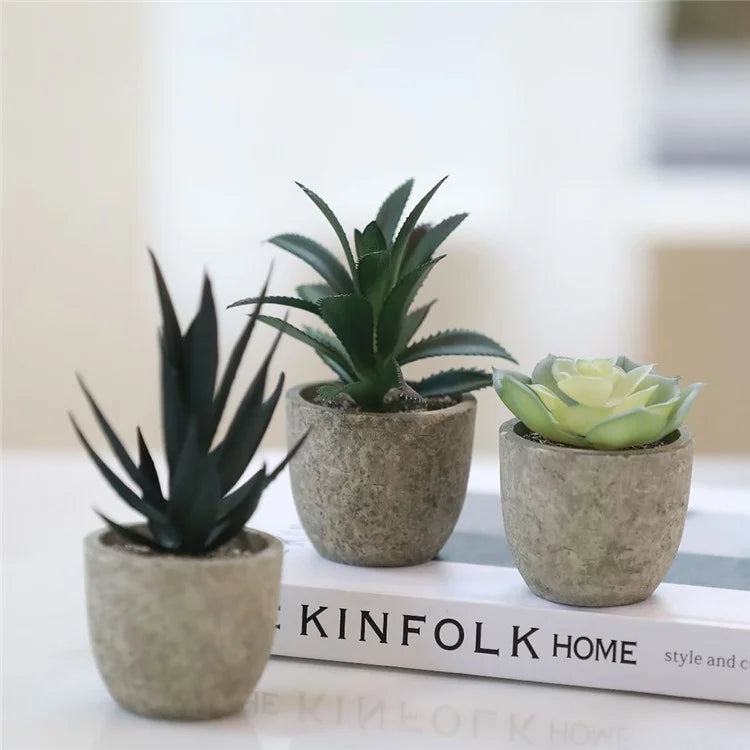 24Pcs Aloe Vera Simulation Succulents Mini Bonsai Fake Plant Desktop Decor
