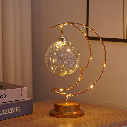 LED Moon Shape Lamp Romantic Iron Desk Lamp Ambient Lighting Night Light