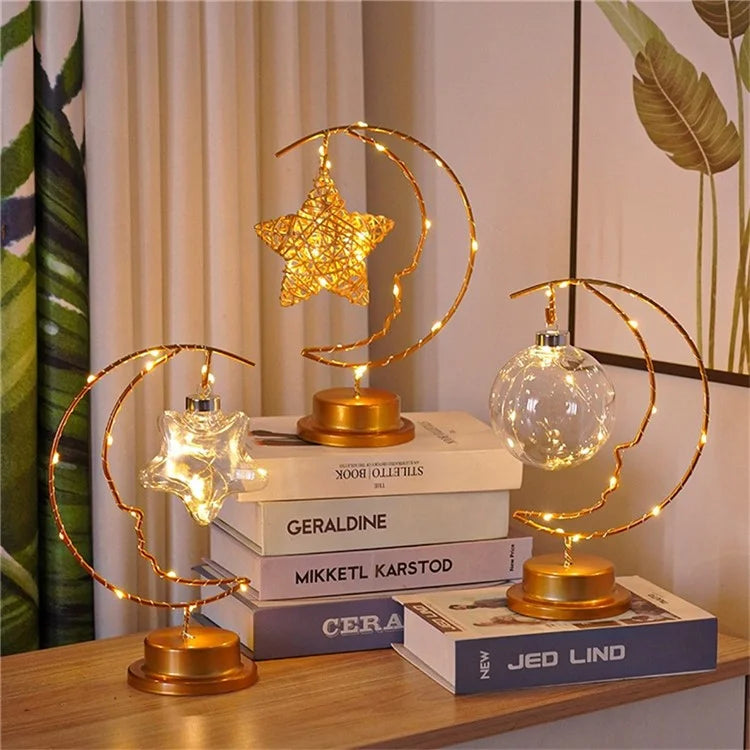 LED Moon Shape Lamp Romantic Iron Desk Lamp Ambient Lighting Night Light
