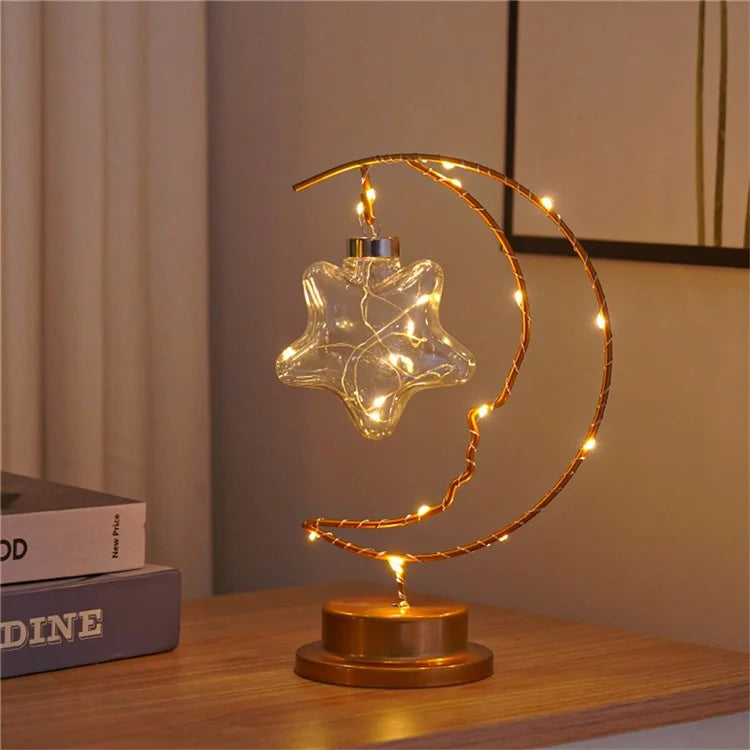 LED Moon Shape Lamp Romantic Iron Desk Lamp Ambient Lighting Night Light