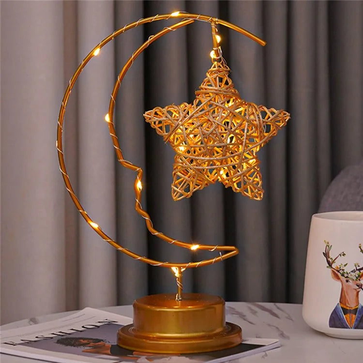 LED Moon Shape Lamp Romantic Iron Desk Lamp Ambient Lighting Night Light