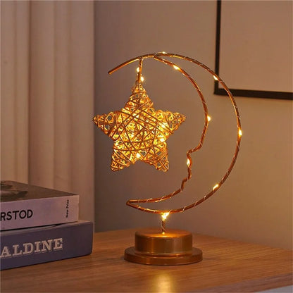 LED Moon Shape Lamp Romantic Iron Desk Lamp Ambient Lighting Night Light