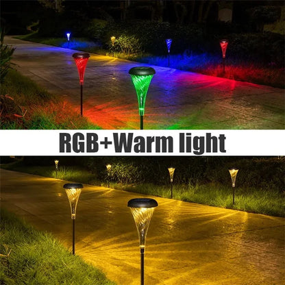 DS003 1Pc Trumpet Flower Shape Ground Plug Lamp Garden Grass Waterproof Courtyard Lawn Solar Light