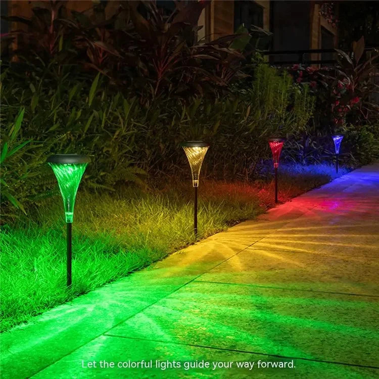 DS003 1Pc Trumpet Flower Shape Ground Plug Lamp Garden Grass Waterproof Courtyard Lawn Solar Light