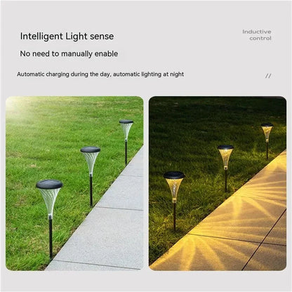 DS003 1Pc Trumpet Flower Shape Ground Plug Lamp Garden Grass Waterproof Courtyard Lawn Solar Light