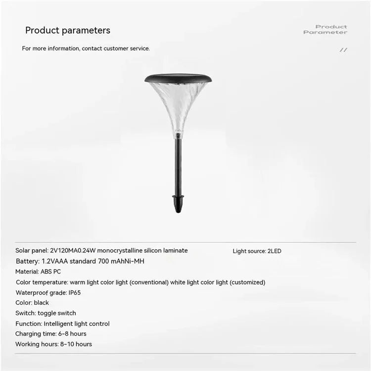 DS003 1Pc Trumpet Flower Shape Ground Plug Lamp Garden Grass Waterproof Courtyard Lawn Solar Light