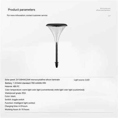 DS003 1Pc Trumpet Flower Shape Ground Plug Lamp Garden Grass Waterproof Courtyard Lawn Solar Light