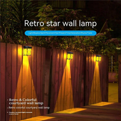 DS601 Retro Style Home Yard Porch Lamp LED Solar Powered Wall Hanging Light with RGB + Warm Light