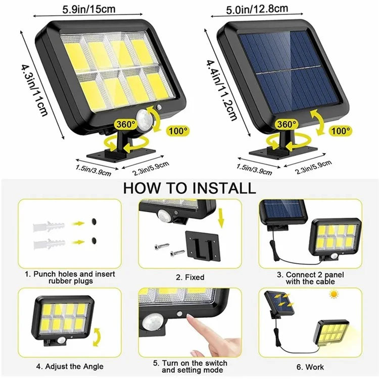jl-159 Split PIR Motion Sensor Solar Light Outdoor Wall Mounted Night Light for Garden, Yard