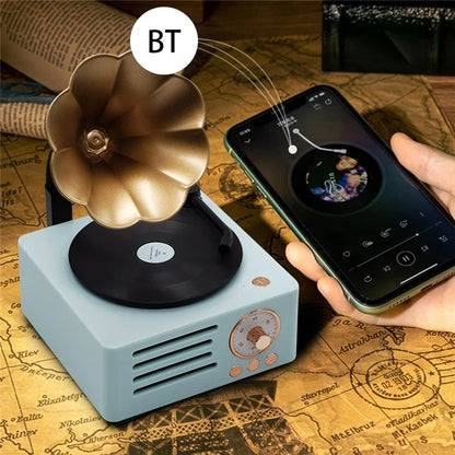 T15 Desktop Wireless Speaker Retro Vinyl Record Design Bluetooth Speaker (Standard Version)