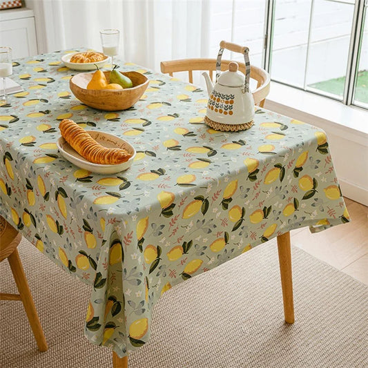 120x120cm Waterproof Oil-proof Tablecloth Lemon Pattern Party Table Cover