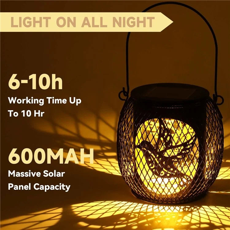 TY-HD01 Iron Projection Light Patio Solar Light Hollow-Out Hanging Lamp