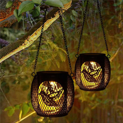 TY-HD01 Iron Projection Light Patio Solar Light Hollow-Out Hanging Lamp