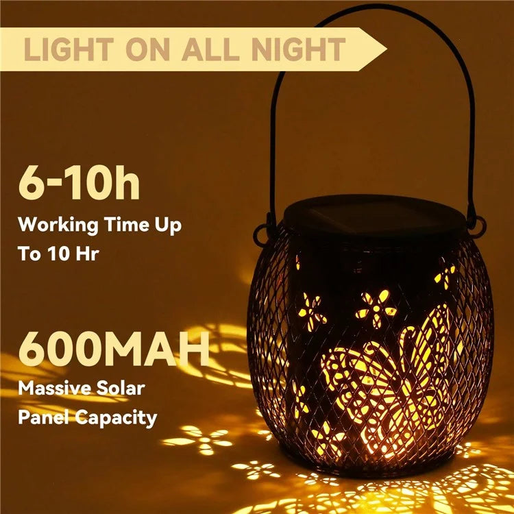 TY-HD01 Iron Projection Light Patio Solar Light Hollow-Out Hanging Lamp