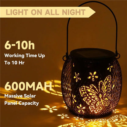 TY-HD01 Iron Projection Light Patio Solar Light Hollow-Out Hanging Lamp