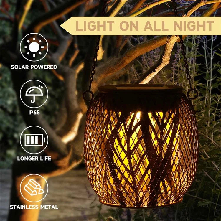 TY-HD01 Iron Projection Light Patio Solar Light Hollow-Out Hanging Lamp