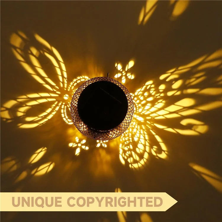 TY-HD01 Iron Projection Light Patio Solar Light Hollow-Out Hanging Lamp