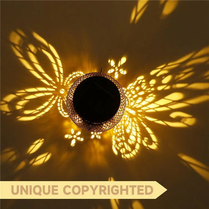 TY-HD01 Iron Projection Light Patio Solar Light Hollow-Out Hanging Lamp