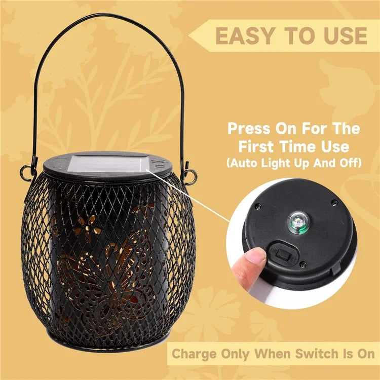 TY-HD01 Iron Projection Light Patio Solar Light Hollow-Out Hanging Lamp