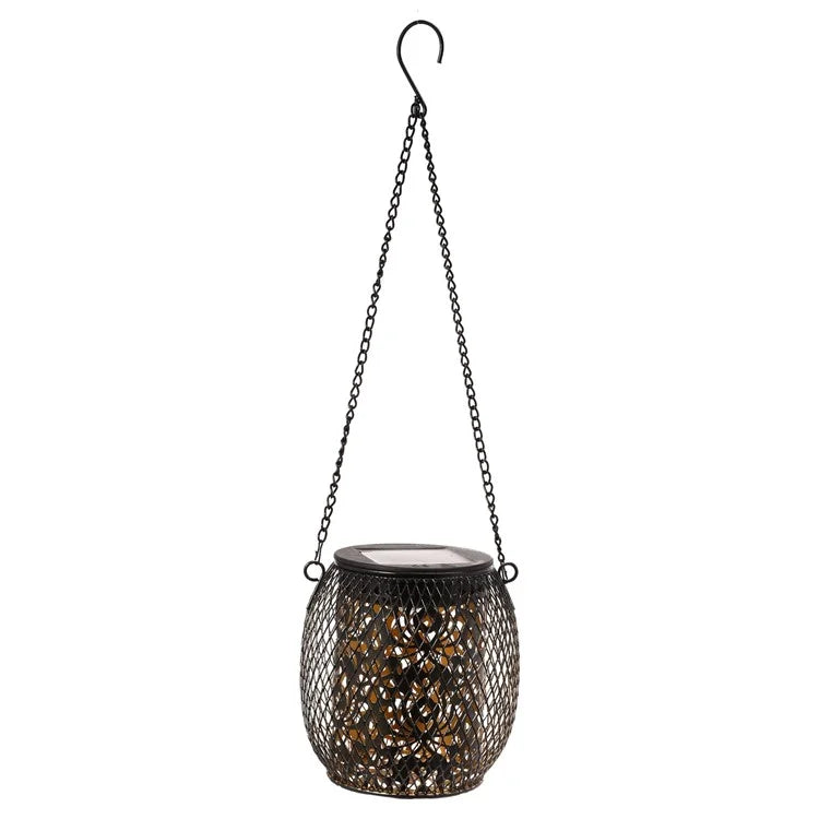 TY-HD01 Iron Projection Light Patio Solar Light Hollow-Out Hanging Lamp