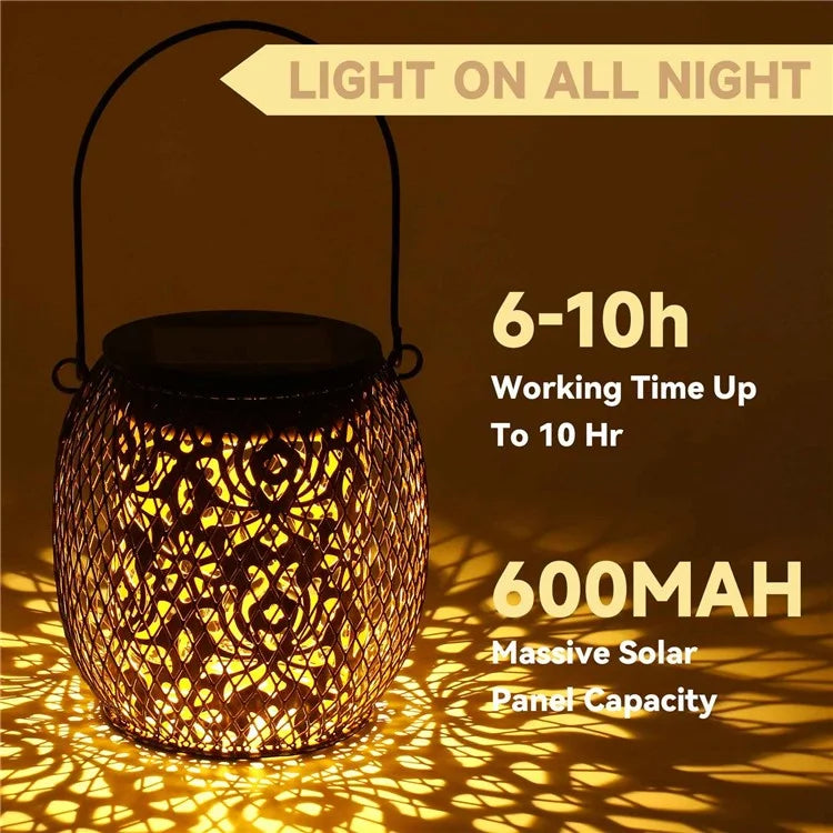 TY-HD01 Iron Projection Light Patio Solar Light Hollow-Out Hanging Lamp