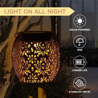 TY-HD01 Iron Projection Light Patio Solar Light Hollow-Out Hanging Lamp