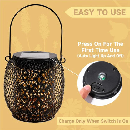 TY-HD01 Iron Projection Light Patio Solar Light Hollow-Out Hanging Lamp