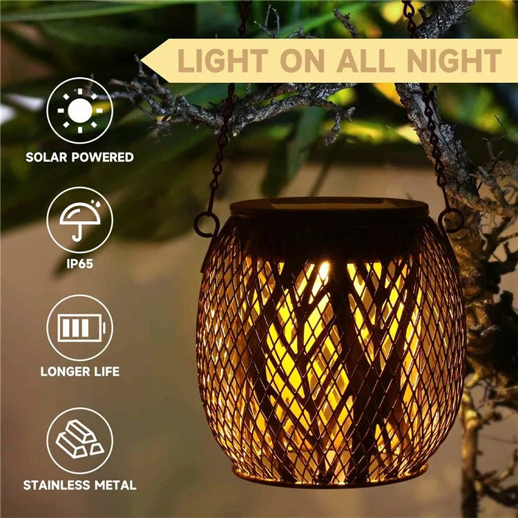TY-HD01 Iron Projection Light Patio Solar Light Hollow-Out Hanging Lamp