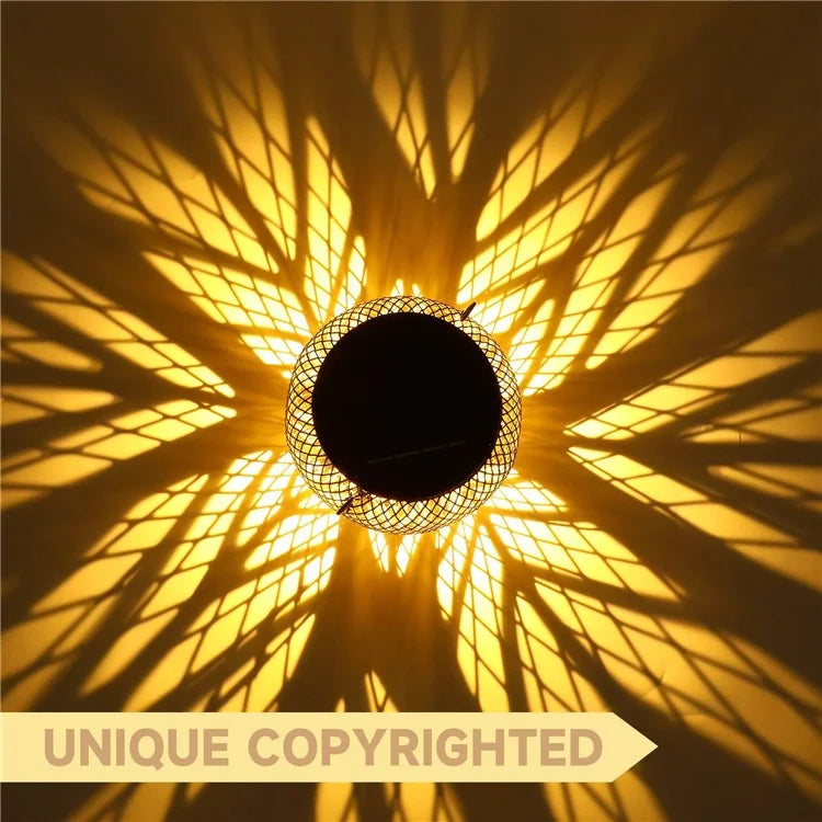 TY-HD01 Iron Projection Light Patio Solar Light Hollow-Out Hanging Lamp