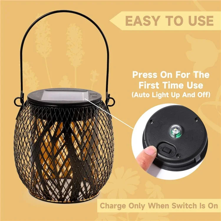 TY-HD01 Iron Projection Light Patio Solar Light Hollow-Out Hanging Lamp