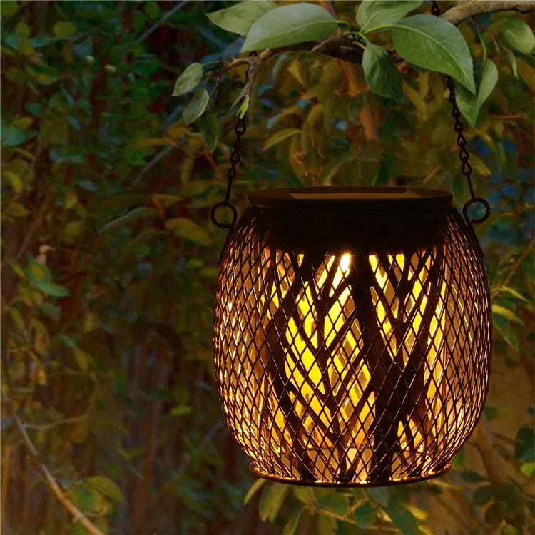 TY-HD01 Iron Projection Light Patio Solar Light Hollow-Out Hanging Lamp
