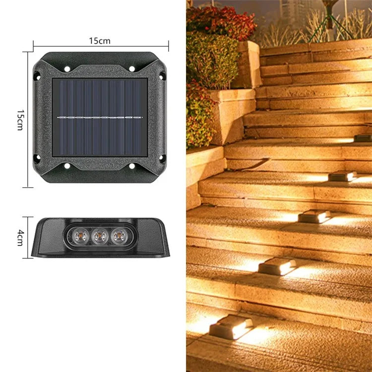 6-LED Solar Deck Light Dual-Side Lighting Walkway Stair Step Pathway LED Lamp