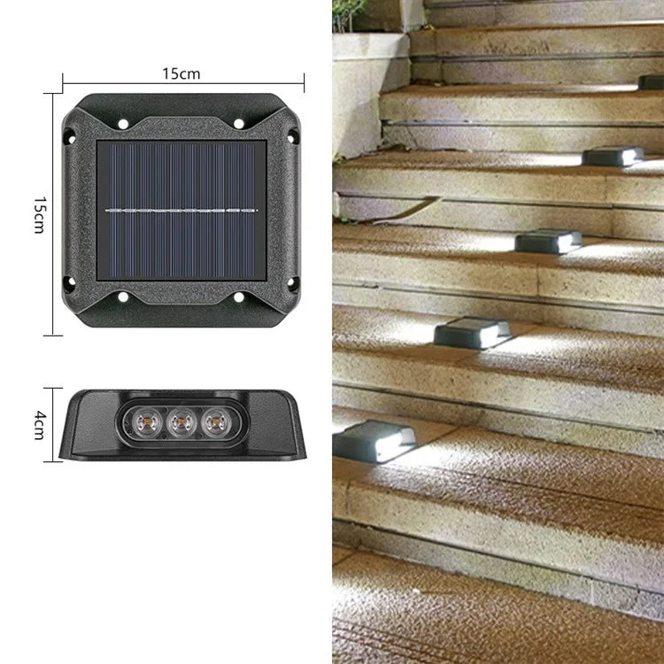 6-LED Solar Deck Light Dual-Side Lighting Walkway Stair Step Pathway LED Lamp