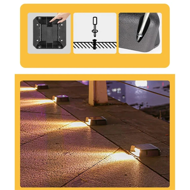 3-LED Solar Step Lights Waterproof Single Side Deck Pathway LED Lamp Outdoor Wall Lamp