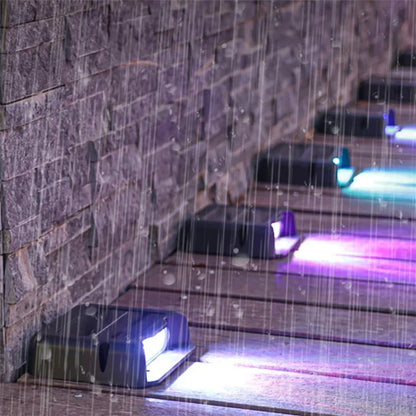 3-LED Solar Step Lights Waterproof Single Side Deck Pathway LED Lamp Outdoor Wall Lamp