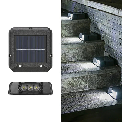 3-LED Solar Step Lights Waterproof Single Side Deck Pathway LED Lamp Outdoor Wall Lamp