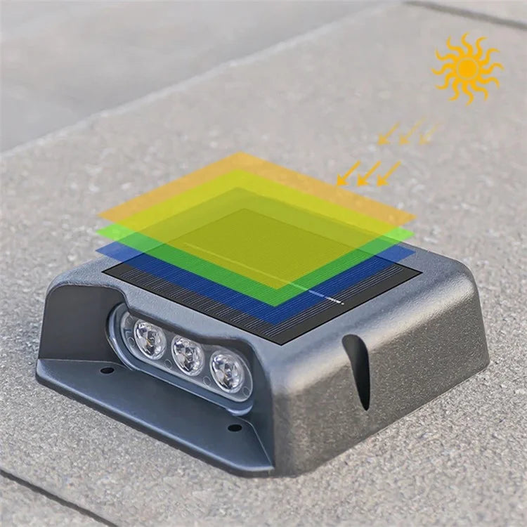 3-LED Solar Step Lights Waterproof Single Side Deck Pathway LED Lamp Outdoor Wall Lamp