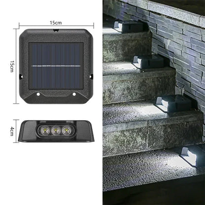 3-LED Solar Step Lights Waterproof Single Side Deck Pathway LED Lamp Outdoor Wall Lamp