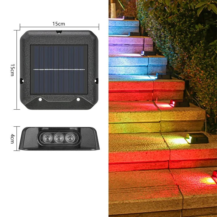 3-LED Solar Step Lights Waterproof Single Side Deck Pathway LED Lamp Outdoor Wall Lamp