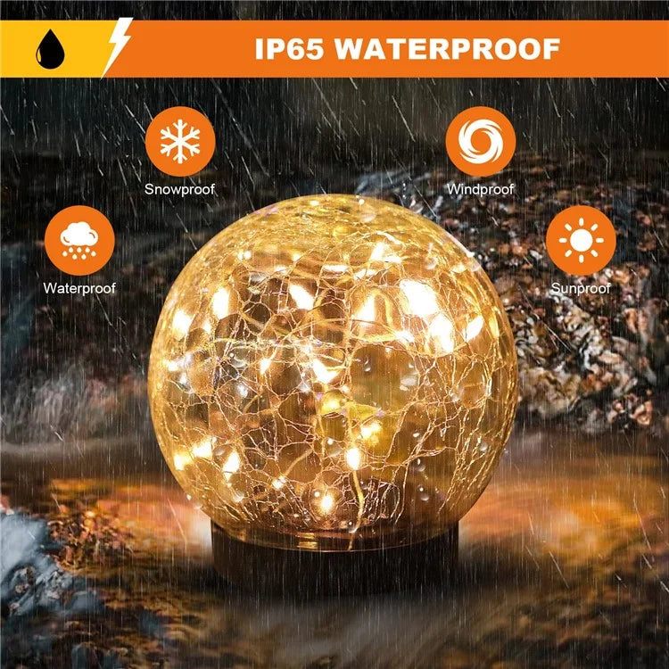 2PCS Garden Solar Lights Cracked Style Ball Lamp Waterproof Light