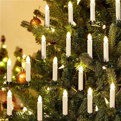 1m 10-LED Clip Design Candle LED String Light Christmas Tree Birthday Party Decorative Lamp, 2xAA Battery / Flashing+Timing