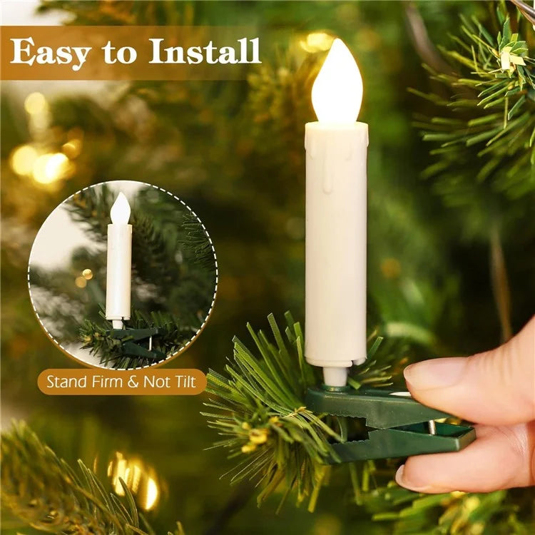 1m 10-LED Clip Design Candle LED String Light Christmas Tree Birthday Party Decorative Lamp, 2xAA Battery / Flashing+Timing
