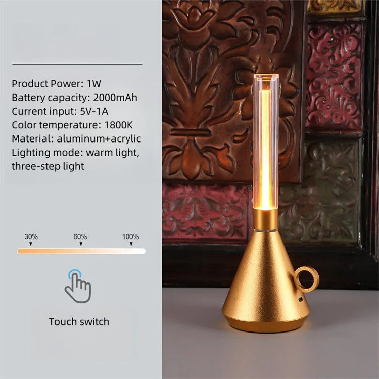 Vintage Kerosene Lamp Table Lamp Dimmable Portable Night Light for Bar Cafe