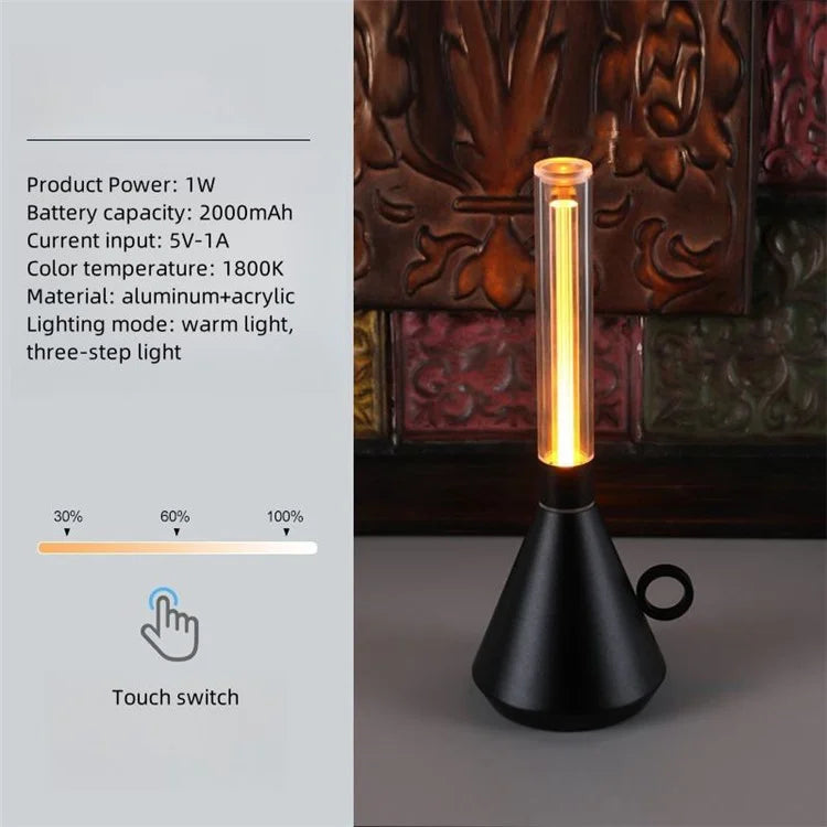 Vintage Kerosene Lamp Table Lamp Dimmable Portable Night Light for Bar Cafe